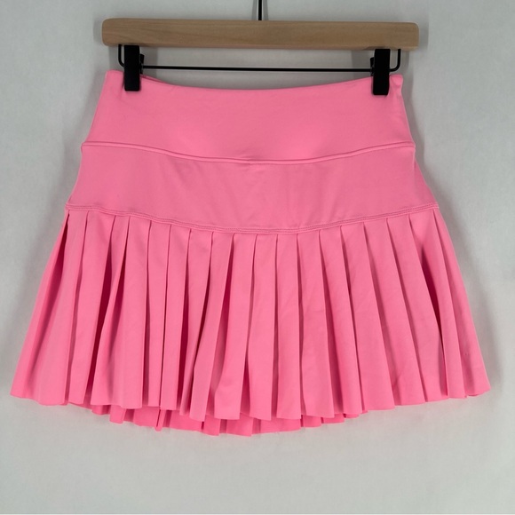 Kyodan Bright Neon Pink Pleated Mini Skirt Skort Pull-On Stretch Tennis Size S - Picture 1 of 8